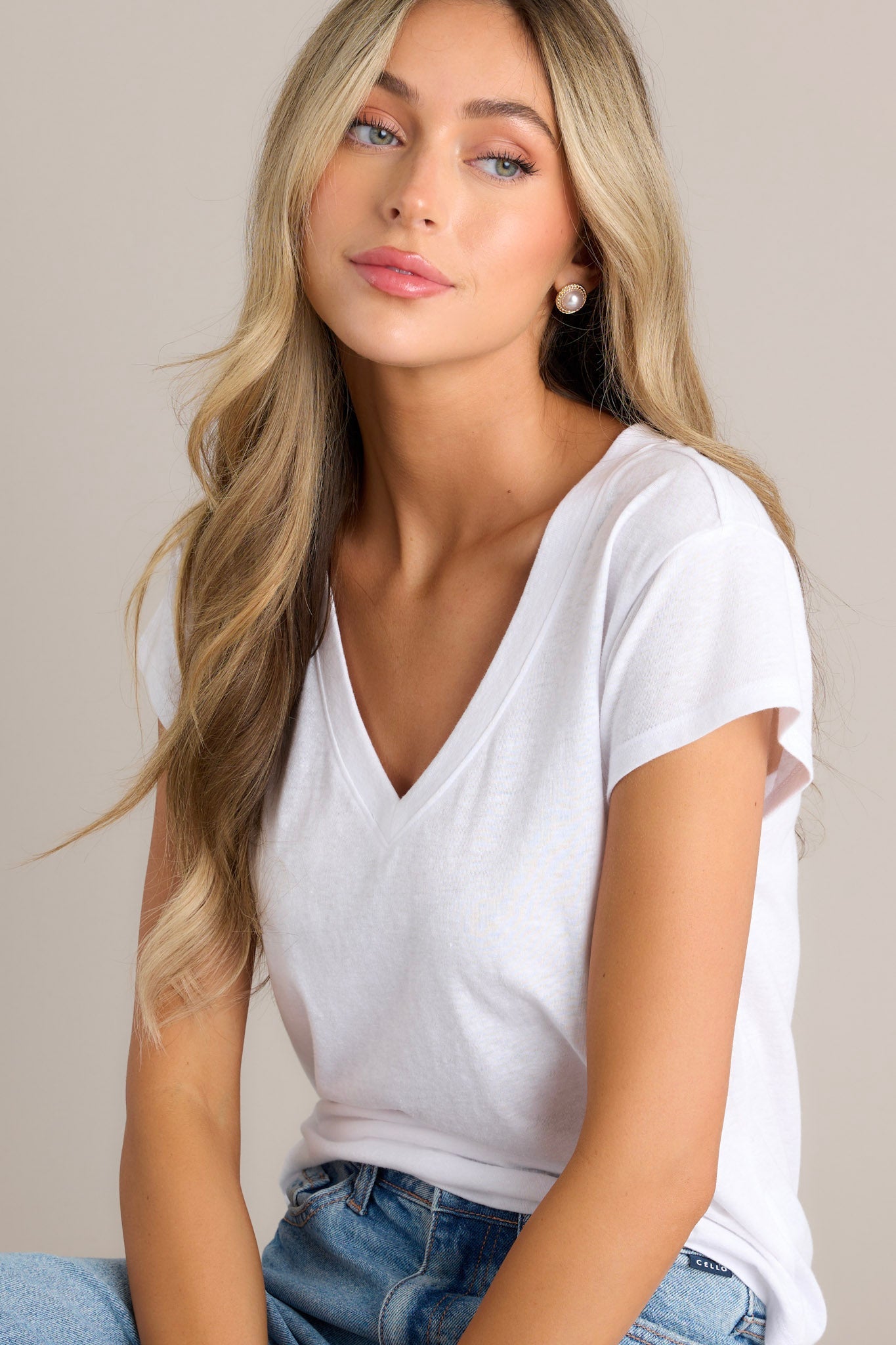 Z Supply Modern Tri Blend White V-Neck Tee
