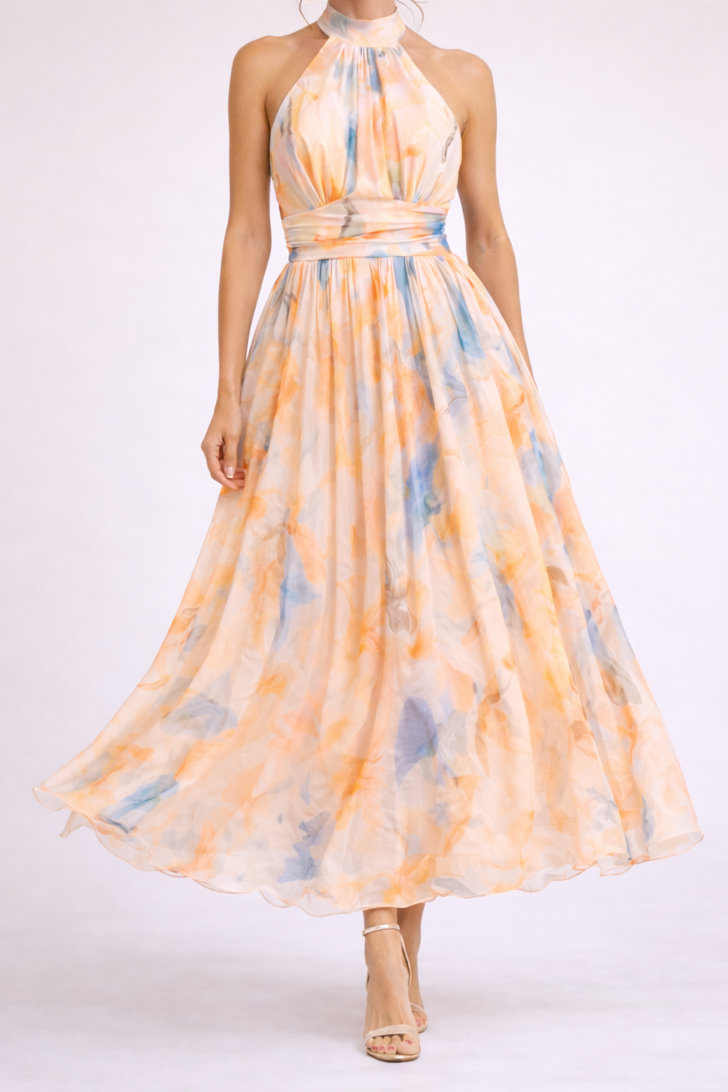 CAMILLE - Halter Dress in Watercolor