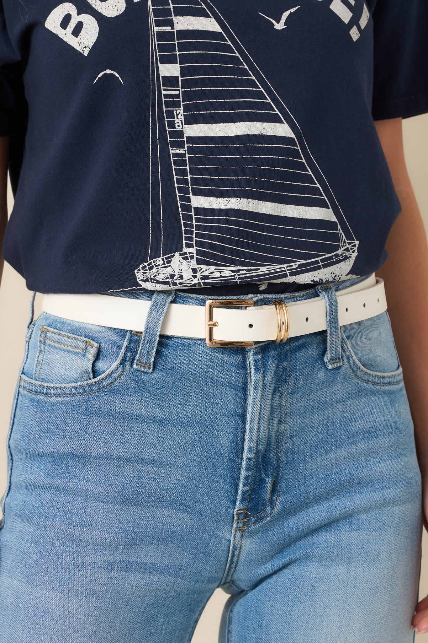 Thought You’d Notice White Faux Leather Belt
