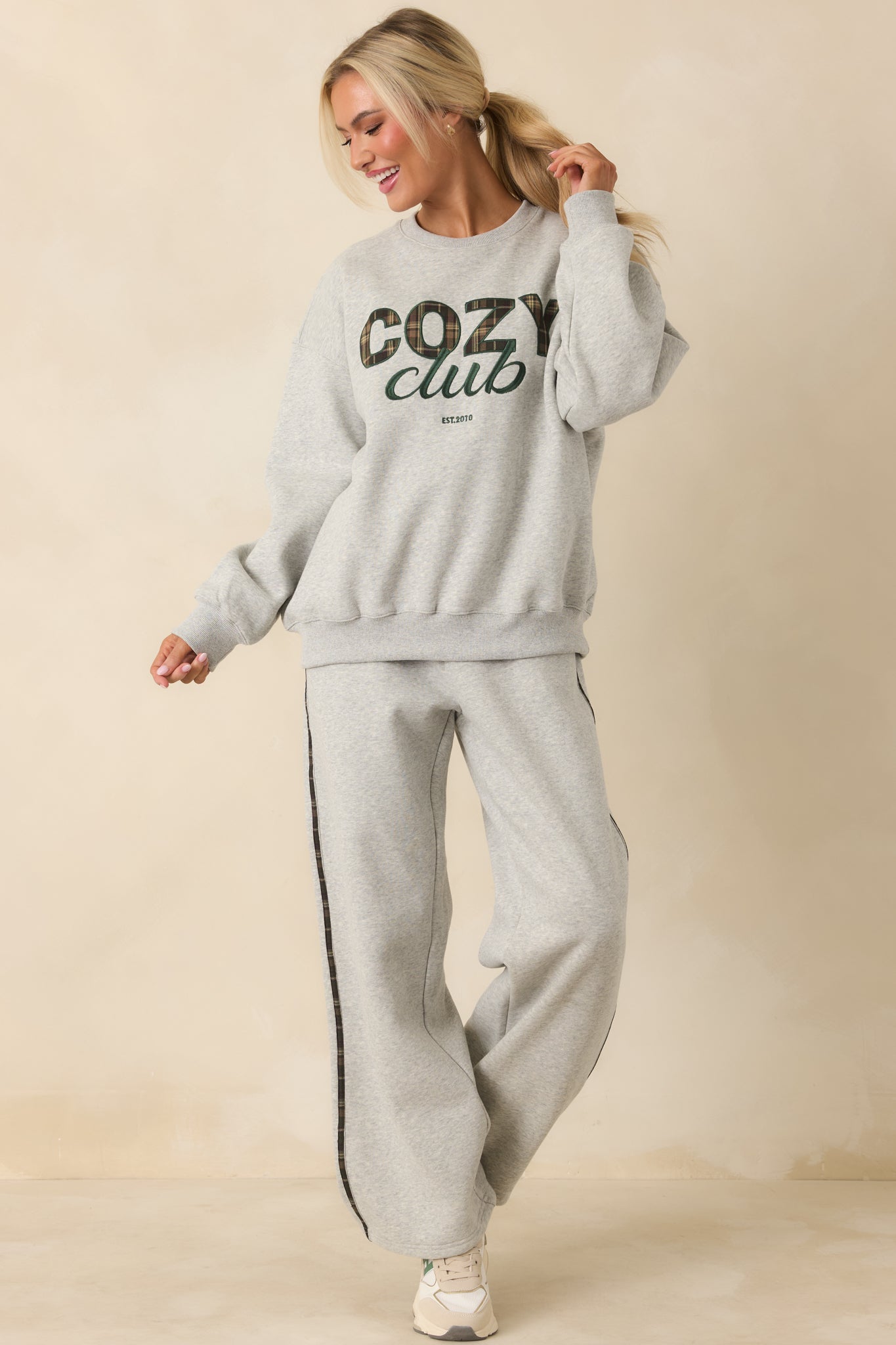 Cozy Club Heather Grey Crewneck Sweatshirt
