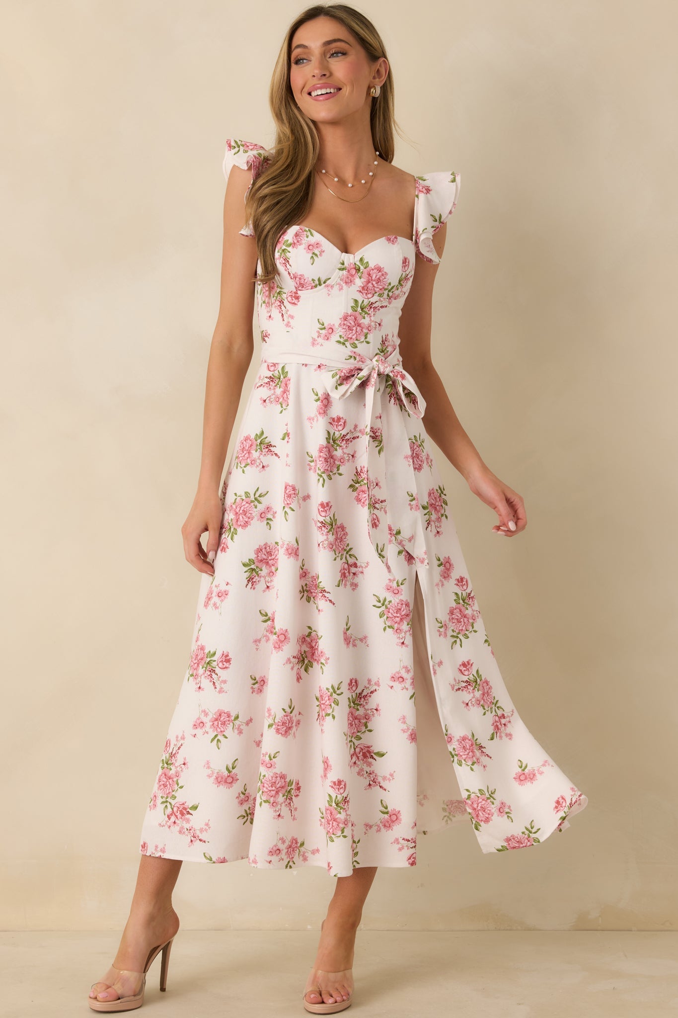 Aimee Rose Pink Floral Bustier Maxi Dress Aimee Rose Pink Floral Bustier Maxi Dress