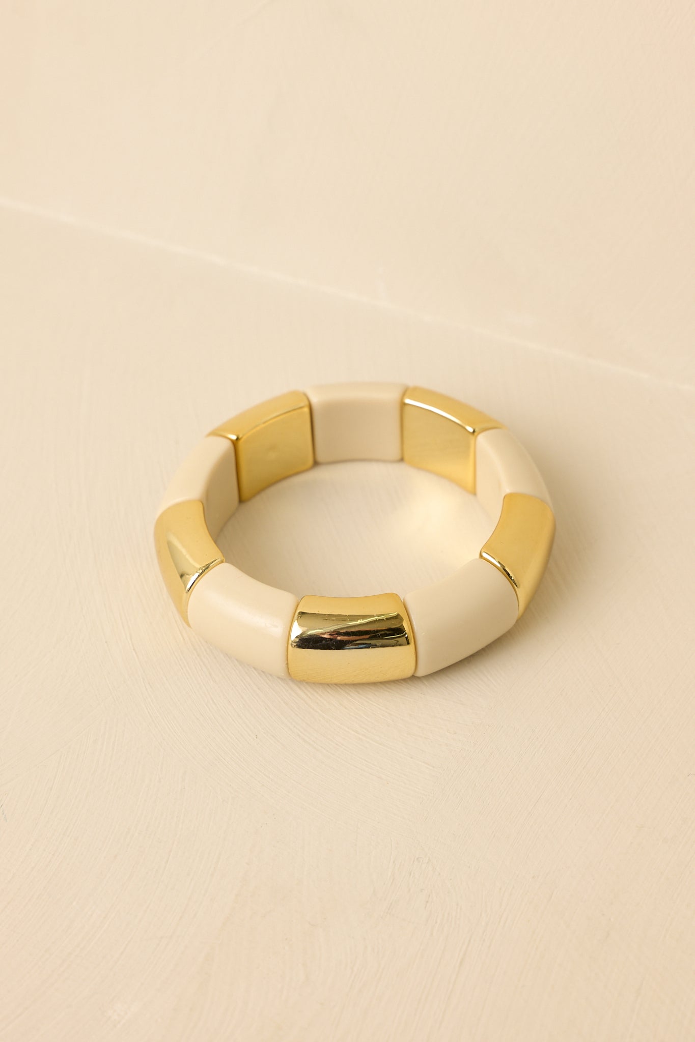 In Good Light Ivory & Gold Beaded Statement Bracelet