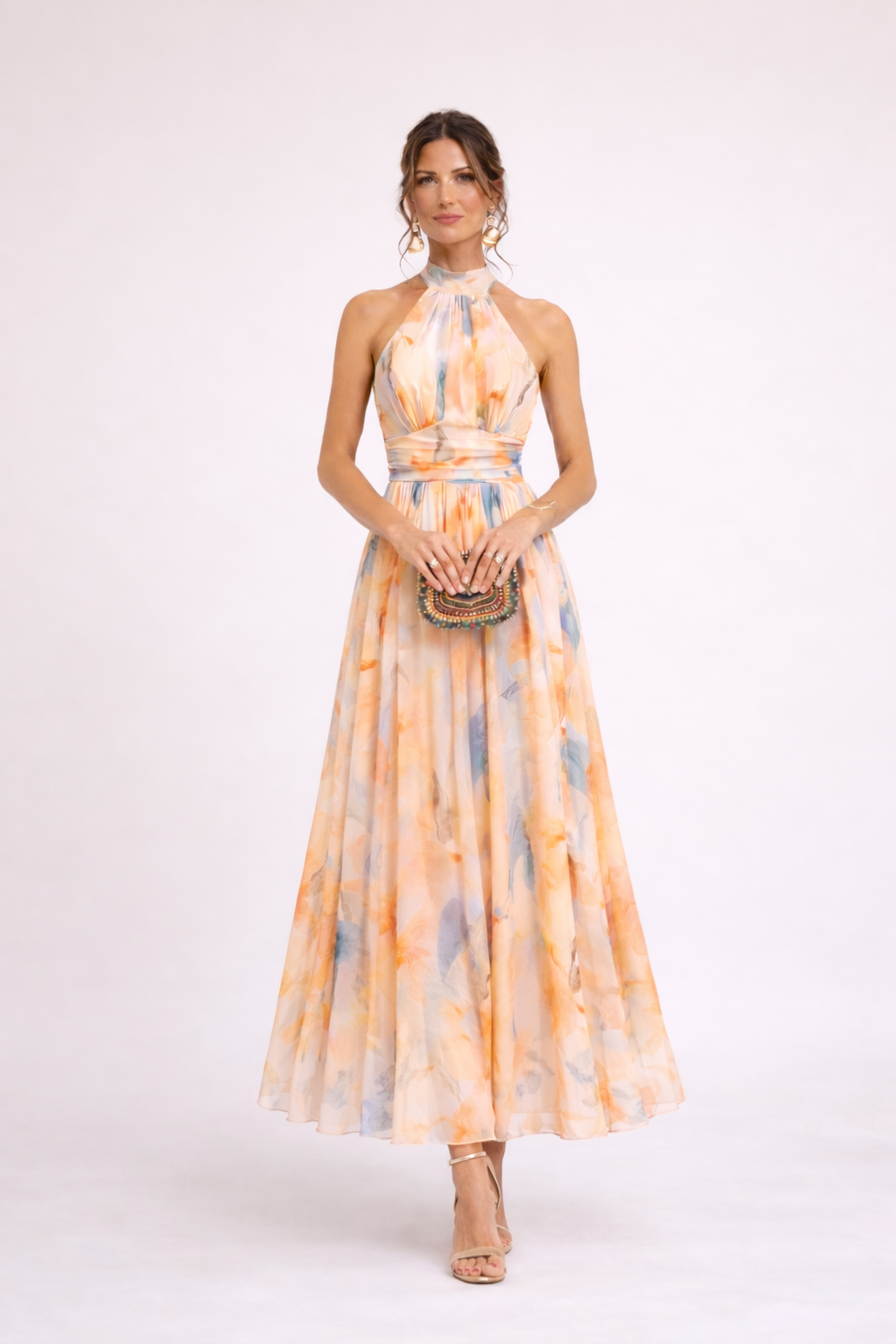 CAMILLE - Halter Dress in Watercolor